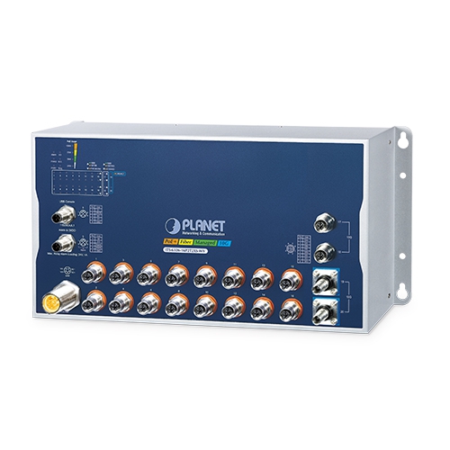 産業用L3 16ポート 10/100/1000T 802.3at PoE+ M12 + 2ポート 10GBASE-T M12 + 2ポート 10G Q-ODC マネージドイーサネットスイッチ