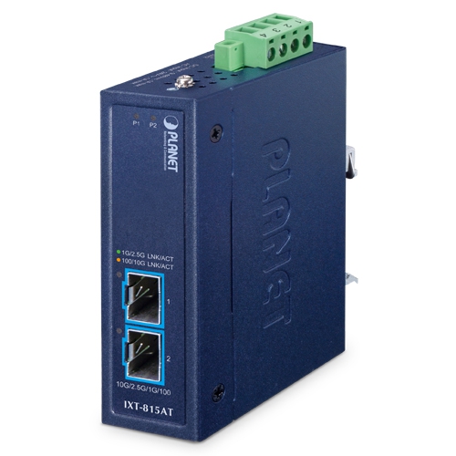 コンパクト産業用2ポート 10G/2.5G/1G/100BASE-X SFP+メディアコンバーター