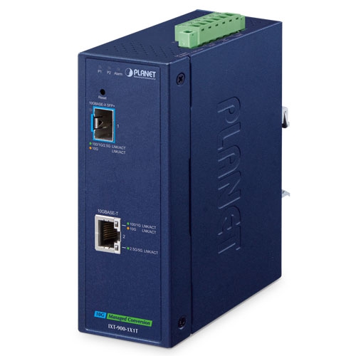 産業用1ポート 10GBASE-X SFP+ + 1ポート 10GBASE-Tマネージドメディアコンバーター