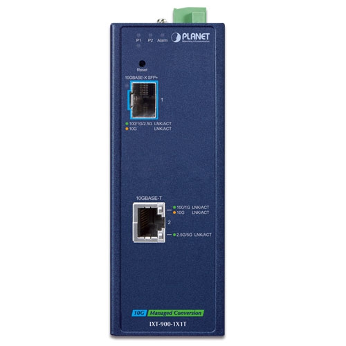 産業用1ポート 10GBASE-X SFP+ + 1ポート 10GBASE-Tマネージドメディアコンバーター