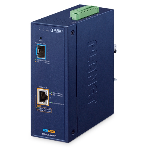 産業用1ポート 10G SFP+ + 1ポート 10GBASE-T 802.3bt PoE++マネージドメディアコンバーター
