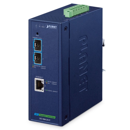 産業用2ポート 10GBASE-X SFP+ + 1ポート 10GBASE-T マネージドメディアコンバーター