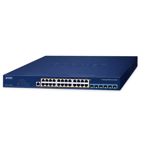 L3 24ポート 2.5GBASE-T 802.3bt PoE + 6ポート 10GBASE-X SFP+ マネージドイーサネットスイッチ
