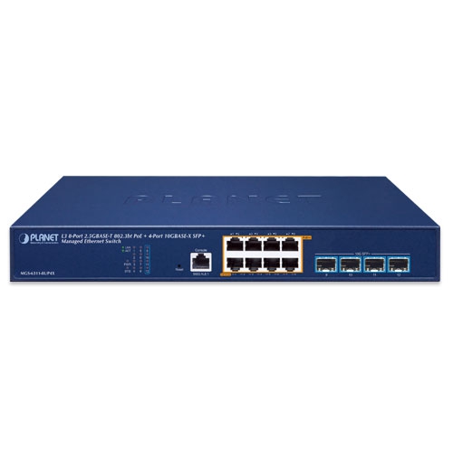 L3 8ポート 2.5GBASE-T 802.3bt PoE + 4ポート 10GBASE-X SFP+ マネージドイーサネットスイッチ