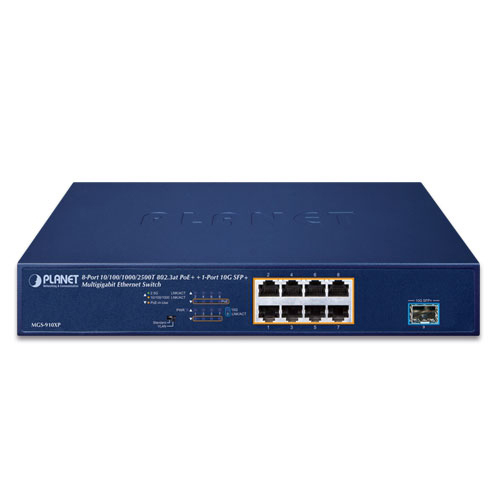 8ポート1000/2500T 802.3at PoE+ + 1ポート10G SFP+ マルチギガビットイーサネットスイッチ(120W)