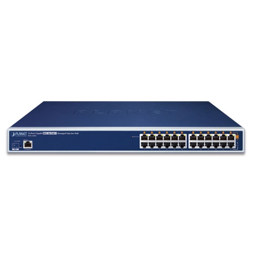 12ポート ギガビット IEEE 802.3at PoE+ マネージドインジェクタハブ(220W)