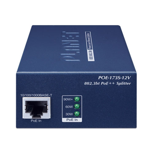 シングルポート 10/100/1000Mbps 802.3bt PoE++ スプリッター