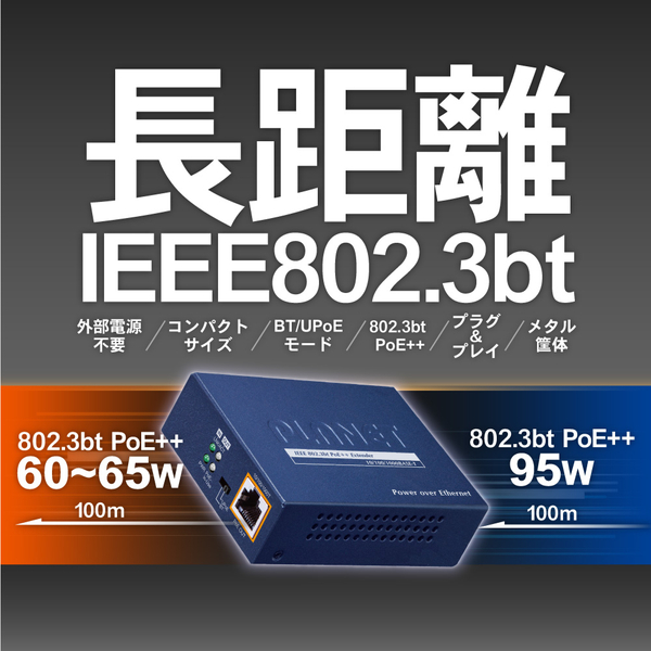 802.3bt PoE++エクステンダー