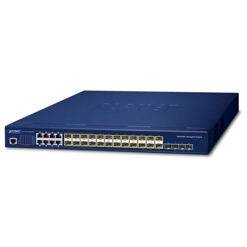 L3 16ポート 100/1000X SFP + 8ポート ギガビットTP/SFP + 4ポート 10G SFP + スタック可能なマネージドスイッチ(デュアル100～240V AC)