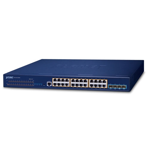 L3 24ポート 10/100/1000T 802.3at PoE + 4ポート 10G SFP+ スタッカブルマネージドスイッチ
