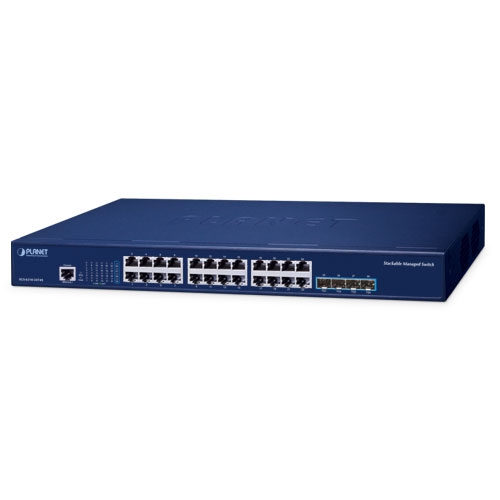 L3 24ポート 10/100/1000T + 4ポート 10G SFP+ スタッカブルマネージドスイッチ