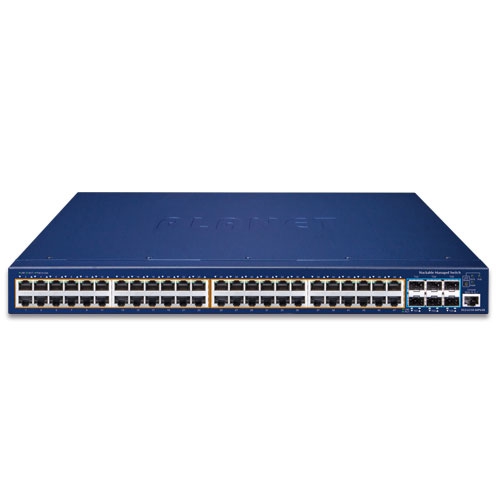 L3 48ポート 10/100/1000T 802.3at PoE + 6ポート 10G SFP+ 積み重ね管理スイッチ、55V DC冗長電源