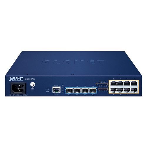 L3 8ポート 10/100/1000T 802.3at PoE + 4ポート 10G SFP+ スタッカブルマネージドスイッチ