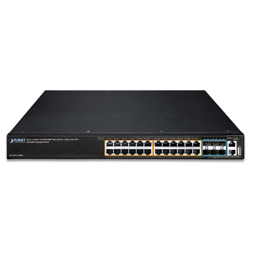 レイヤー3 24ポート 10/100/1000T 802.3at PoE + 6ポート 10G SFP+ スタッカブルマネージドイーサネットスイッチ