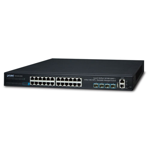 レイヤー3 24ポート 10/100/1000T + 4ポート 10G SFP+ スタッカブルマネージドスイッチ