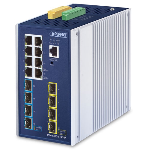 産業用L3 8ポート 10/100/1000T + 4ポート 1G/2.5G SFP + 4ポート 10GBASE-X SFP+ マネージドTSNイーサネットスイッチ