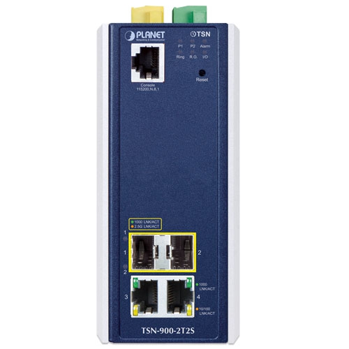 産業用 2ポート 10/100/1000T + 2ポート 1G/2.5G SFP マネージド TSN メディアコンバーター