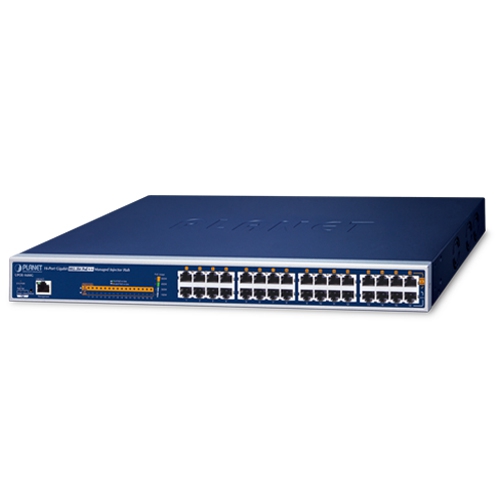 16ポート ギガビット 802.3bt PoE++ マネージドインジェクターハブ(600W)