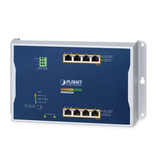 産業用L2/L4 8ポート 10/100/1000T 802.3bt PoE + 2ポート 100/1000X SFP 壁掛け型マネージドイーサネットスイッチ