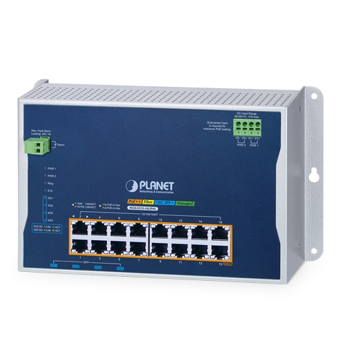 産業用L2+16ポート 10/100/1000T 802.3bt PoE + 4ポート10G SFP+ 壁掛け型マネージドイーサネットスイッチ