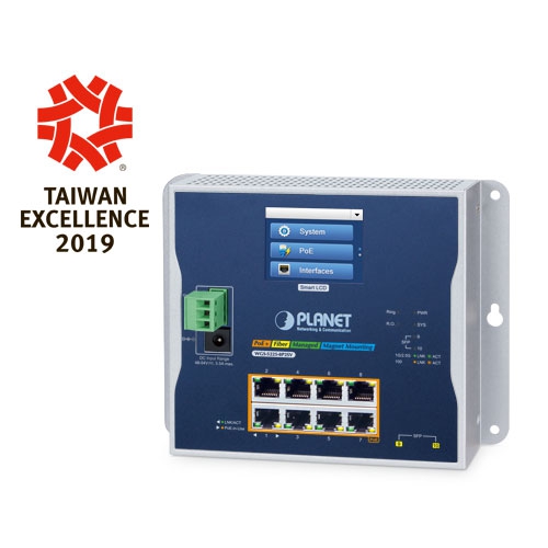 産業用L2+ 8ポート 10/100/1000T 802.3at PoE + 2ポート 1G/2.5G SFP 壁掛けマネージドスイッチ(LCDタッチスクリーン付き)