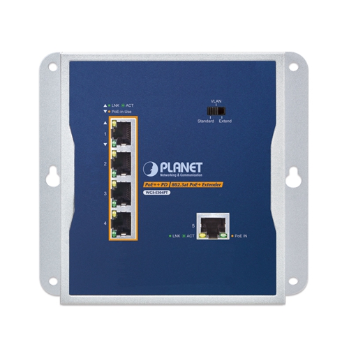 産業用1ポート 10/100/1000T 802.3bt PoE++～4ポート802.3at PoE+ 壁掛けエクステンダー