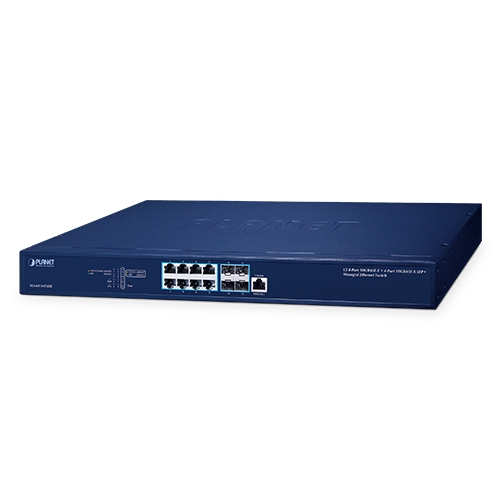 L3 8ポート 10GBASE-T + 4ポート 10GBASE-X SFP+マネージドイーサネットスイッチ、デュアル100～240V AC冗長電源付き