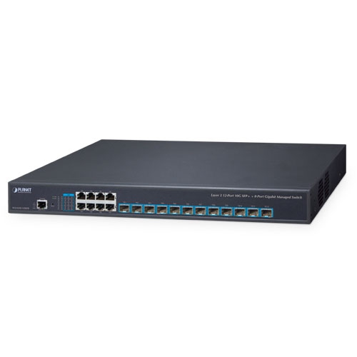 レイヤー3 12ポート 10G SFP+ + 8ポート 10/100/1000T マネージドスイッチ、デュアル100～240V交流冗長電源