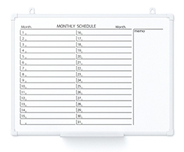 壁掛けホワイトボード 月予定タイプ PWK2-0604SST