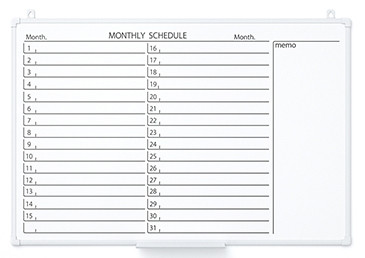 壁掛けホワイトボード 月予定タイプ PWK2-0906SST