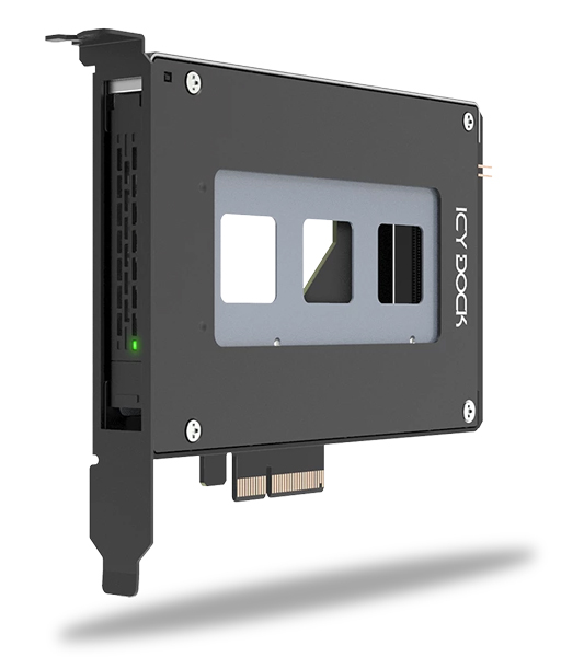 2.5インチ U.2/U.3 NVMe SSD(7mm)搭載用リムーバブルアダプタ PCIe 4.0 x 4対応 PCIe拡張スロット用