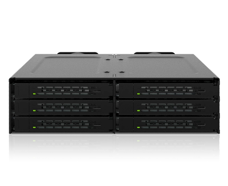 6 x 2.5インチ U.2/U.3 NVMe SSD(7mm)搭載用リムーバブルケース PCIe 4.0対応 5.25インチベイサイズ