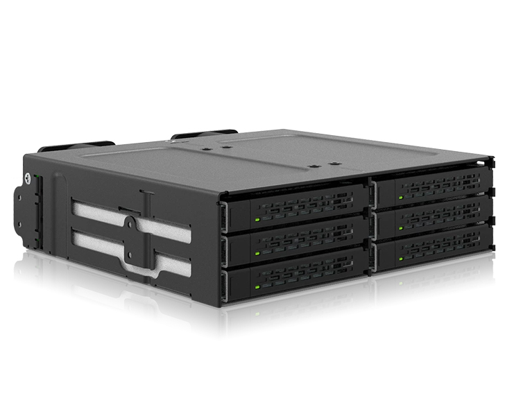 6 x 2.5インチ U.2/U.3 NVMe SSD(7mm)搭載用リムーバブルケース PCIe 4.0対応 5.25インチベイサイズ