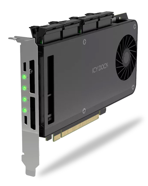 4 x M.2 NVMe SSD搭載用リムーバブルアダプタ PCIe4.0 x16拡張スロット用（PCIe分岐機能が必要）