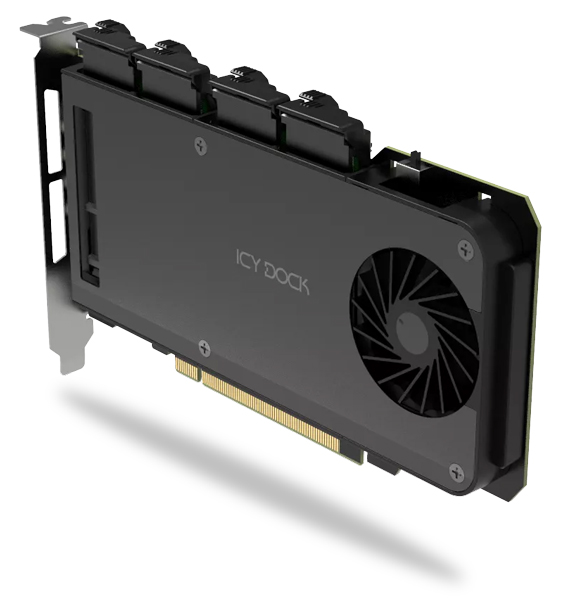 4 x M.2 NVMe SSD搭載用リムーバブルアダプタ PCIe4.0 x16拡張スロット用（PCIe分岐機能が必要）