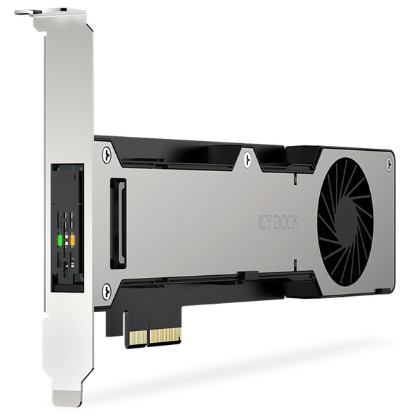 ICY DOCK 1 x E1.S NVMe SSD搭載用 リムーバブルアダプターカード PCIe 5.0 x 4スロット対応