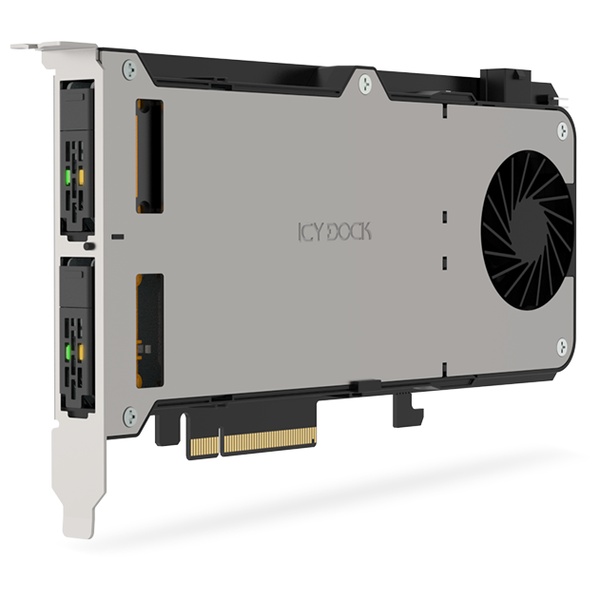 ICY DOCK 2 x E1.S NVMe SSD搭載用 リムーバブルアダプターカード PCIe 5.0 x 8スロット対応