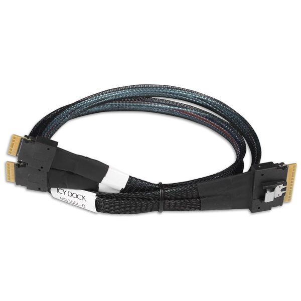 ICY DOCK SlimSAS 8i SFF-8654 to 2x SlimSAS 4i SFF-8654 ケーブル - 0.5M