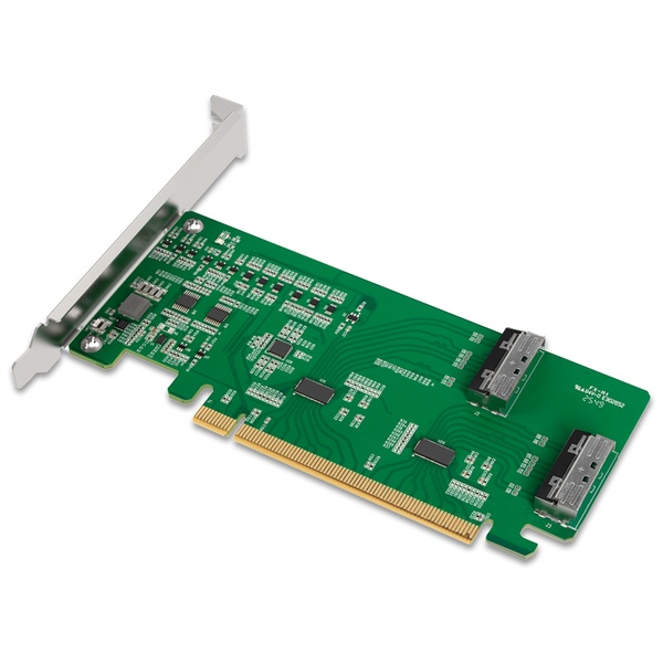 ICYDOCK 信号補正用Redriver搭載 PCIe 5.0 x16スロット 対応 2 x MCIO 8i (SFF-TA-1016) 変換アダプタカード