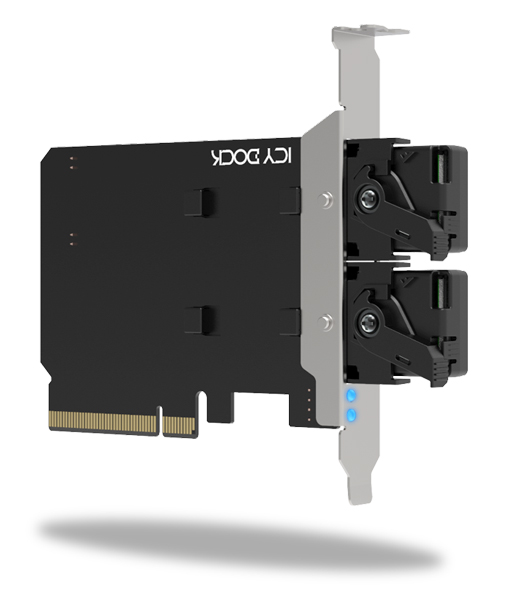2 x M.2 NVMe SSD搭載用リムーバブルアダプタ PCIe 4.0 x8拡張スロット対応（PCIe分岐機能が必要）