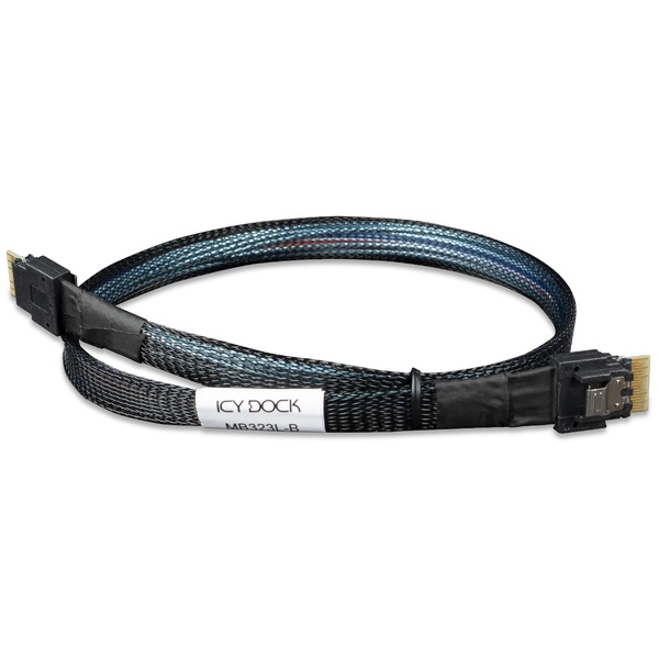 ICY DOCK SlimSAS 4i SFF-8654 to SlimSAS 4i SFF-8654 ケーブル - 0.5M