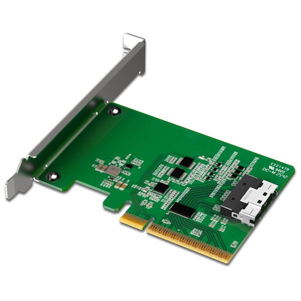 ICYDOCK 信号補正用Redriver搭載 PCIe 4.0 x8スロット 対応 SlimSAS 8i（SFF-8654） 変換アダプタカード