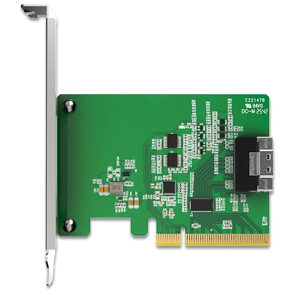ICYDOCK 信号補正用Redriver搭載 PCIe 4.0 x8スロット 対応 SlimSAS 8i（SFF-8654） 変換アダプタカード