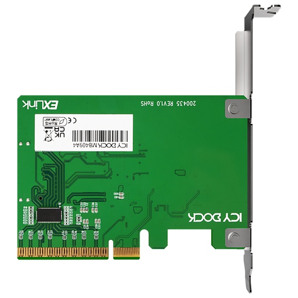 ICYDOCK 信号補正用Redriver搭載 PCIe 4.0 x8スロット 対応 SlimSAS 8i（SFF-8654） 変換アダプタカード