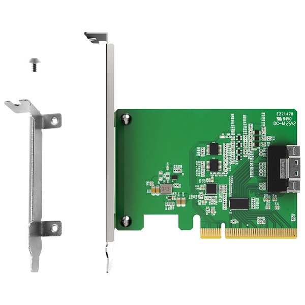 ICYDOCK 信号補正用Redriver搭載 PCIe 4.0 x8スロット 対応 SlimSAS 8i（SFF-8654） 変換アダプタカード