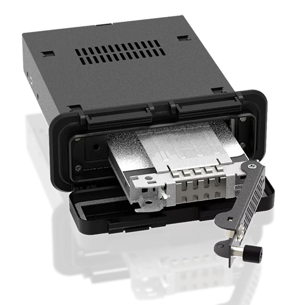 1 x 2.5インチ SAS/SATA HDD/SSD搭載用リムーバブルケース デュアルロック防水フロントカバー付 3.5インチベイサイズ