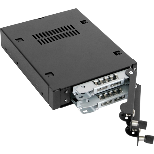 ICYDOCK　フルメタル　2x2.5インチ HDD / SSD 搭載用リムバブルケース　3.5インチサイズ 鍵ロック & 固定レバー付モデル