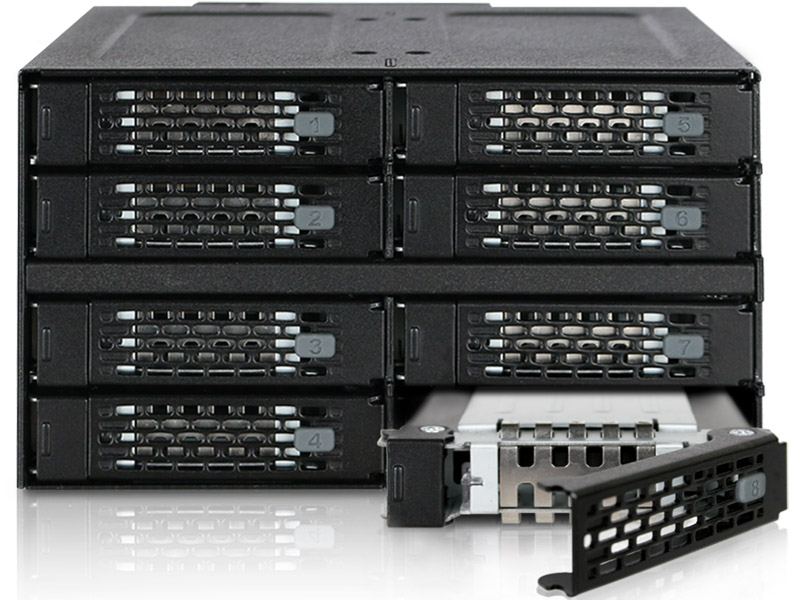 ICY DOCK 8x 2.5インチ SSD/HDD搭載用リムーバブルケース　2x5.25インチベイサイズ