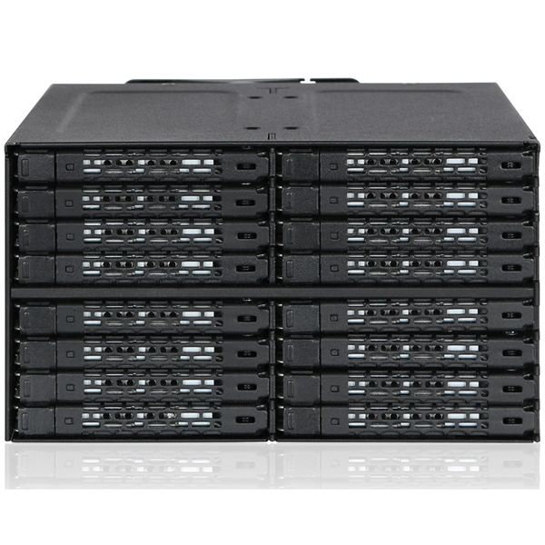 ICYDOCK　16 x 2.5インチ SSD/HDD 搭載用リムーバブルケース 2 x 5.25 インチベイサイズ