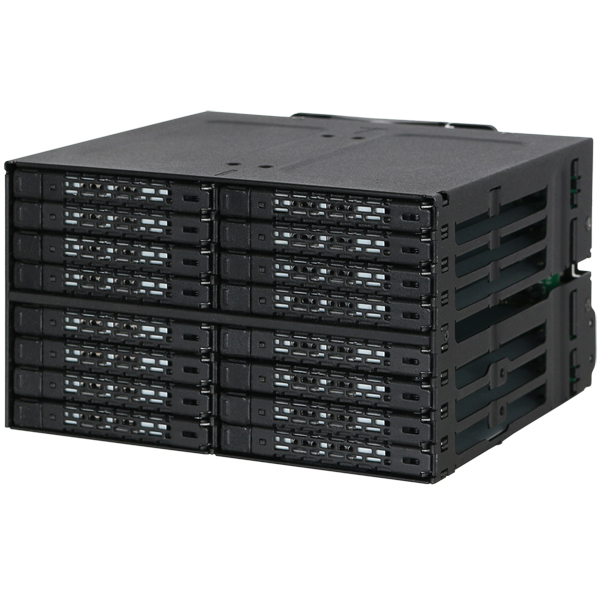 ICYDOCK 16 x 2.5インチ SSD/HDD 搭載用リムーバブルケース 2 x 5.25 インチベイサイズ